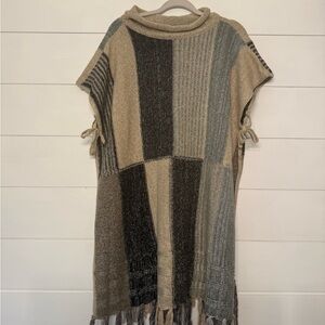 Do Everything in Love Patchwork Poncho in Neutral Tones